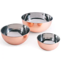 Garrett Wade 3 Beautiful Steel Lined Copper Bowls Sale