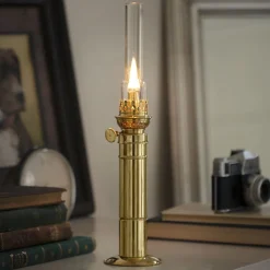garrett-wade Brass Column Oil Lamp New