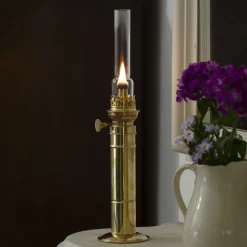 garrett-wade Brass Column Oil Lamp New
