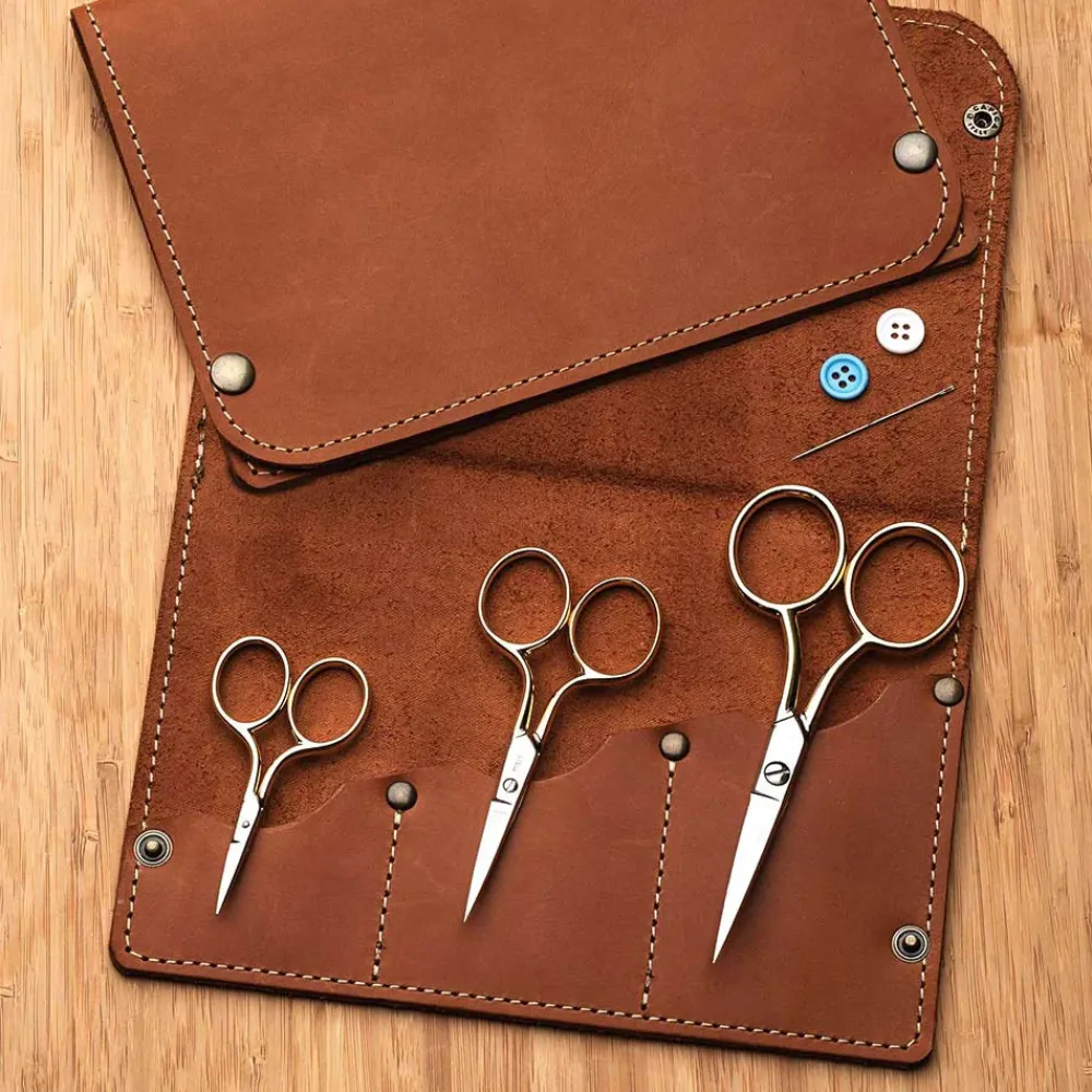 garrett-wade Classic Embroidery Scissors with Leather Case Best