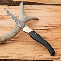 Garrett Wade Damascus Steel & Ebony Handled Folding Knife Outlet