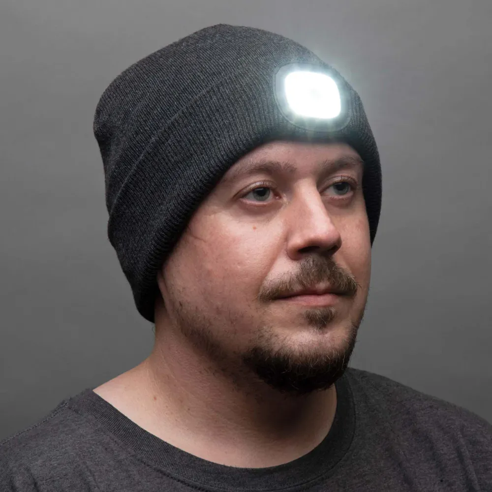 garrett-wade Dark Gray Winter Beanie with a Built in Rechargeable LED Light Online