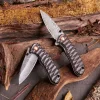 Garrett Wade Fine Folding Damascus Steel Knife with Ebony Handle Outlet