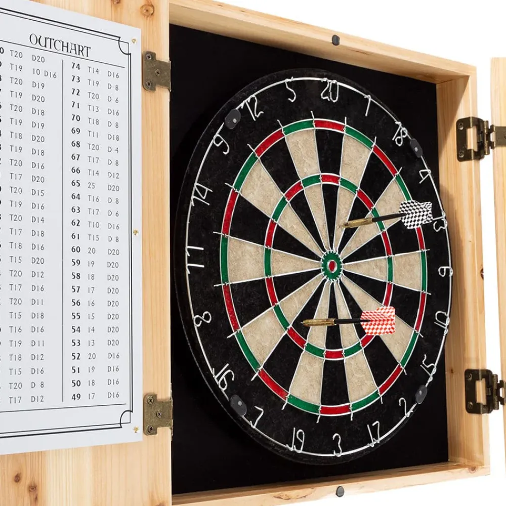 garrett-wade Old-Fashioned Dartboard Set in a Pine Cabinet