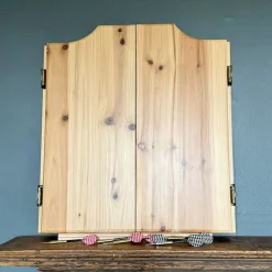 garrett-wade Old-Fashioned Dartboard Set in a Pine Cabinet
