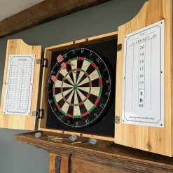garrett-wade Old-Fashioned Dartboard Set in a Pine Cabinet