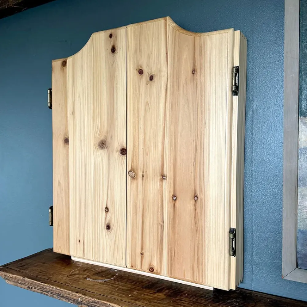 garrett-wade Old-Fashioned Dartboard Set in a Pine Cabinet