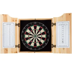 garrett-wade Old-Fashioned Dartboard Set in a Pine Cabinet