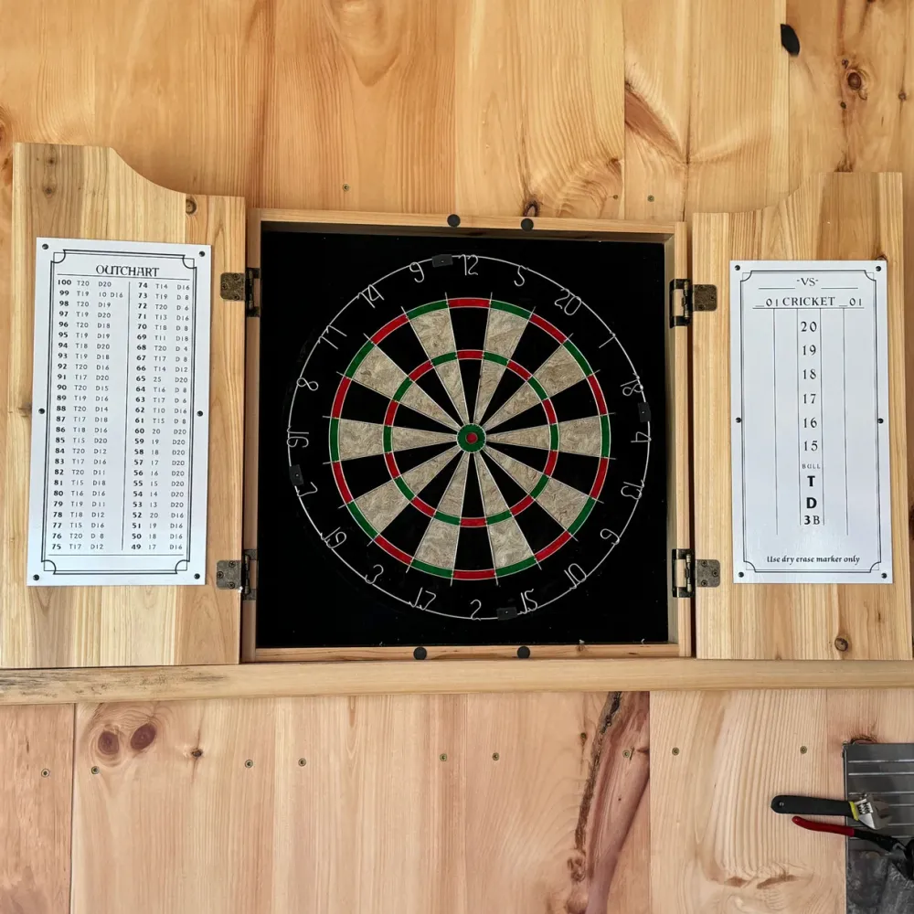 garrett-wade Old-Fashioned Dartboard Set in a Pine Cabinet