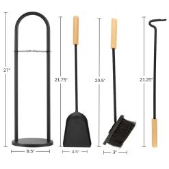 Garrett Wade 4-pc Wood Black Fireplace Tool Set Discount