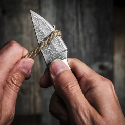 Garrett Wade Short Damascus Fixed-Blade Knife New