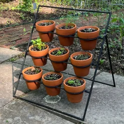 garrett-wade Terracotta Planter Stand Including 9 Pots Discount