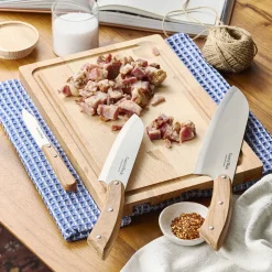 garrett-wade Three Olivewood-Handled Knives & Cutting Board New