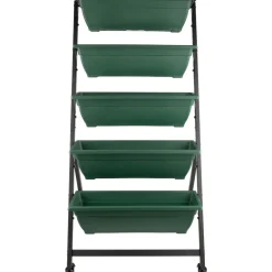 garrett-wade 5-Tier Vertical Planter with Wheels Hunter Green Hot