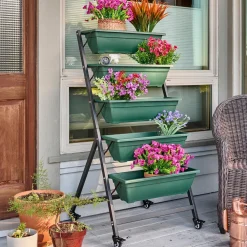 garrett-wade 5-Tier Vertical Planter with Wheels Hunter Green Hot