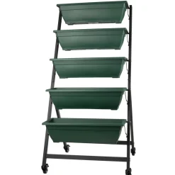 garrett-wade 5-Tier Vertical Planter with Wheels Hunter Green Hot