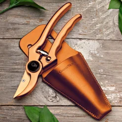 Garrett Wade Ultra-Sharp Rose Gold Pruner with Sheath Set New
