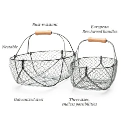 garrett-wade Woven Galvanized Basket Pair Outlet